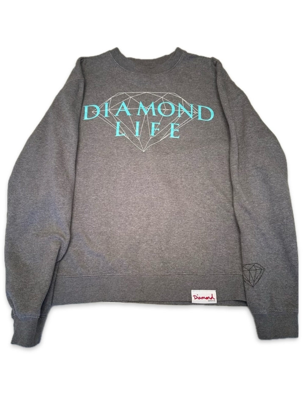 Diamond Supply Co Diamond Life Grey Crew Neck Size Small